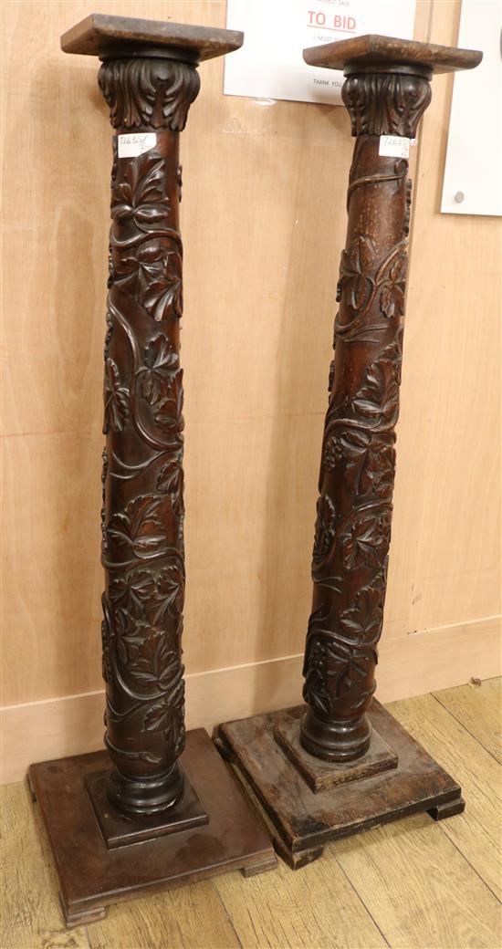 A pair 19th century hardwood pedestals, H.116cm